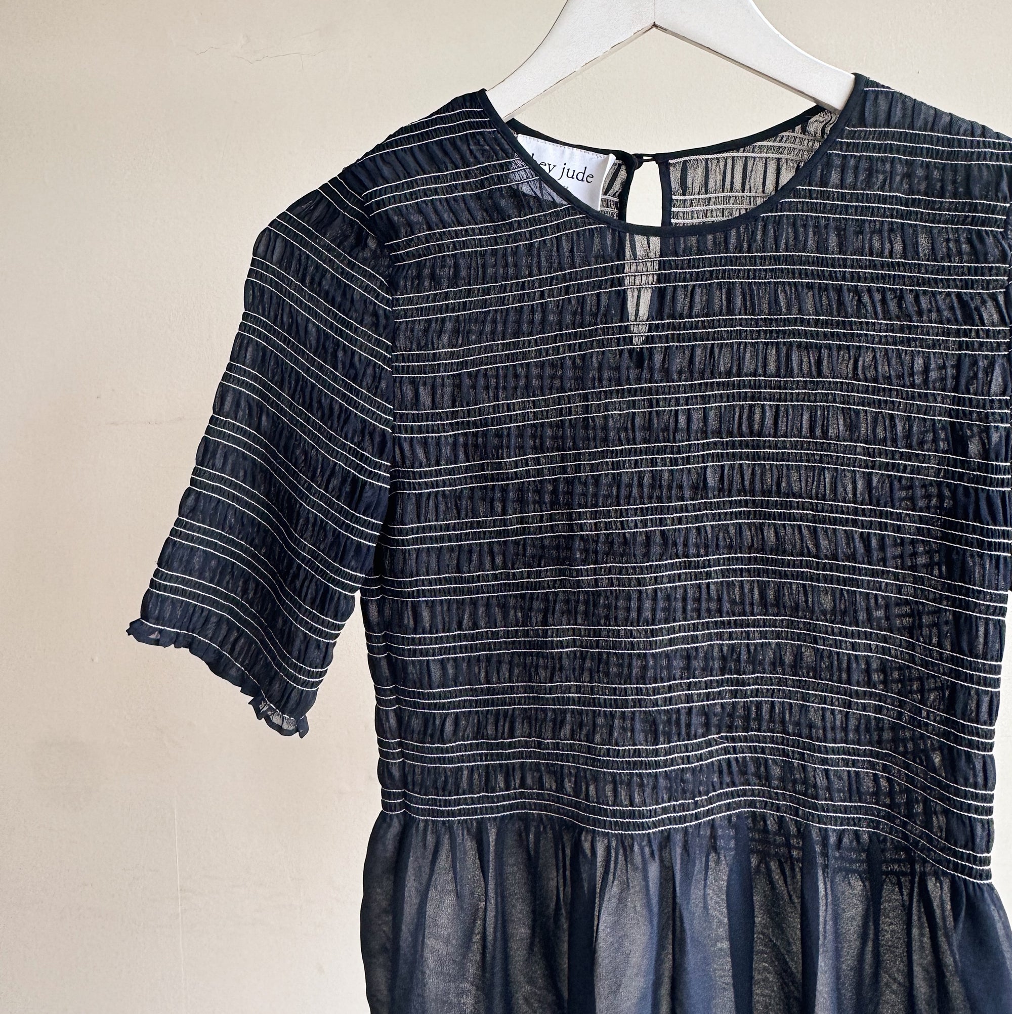 Navy Smocked Peplum Top - Hey Jude