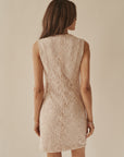 Cream Sequined Lace Wrap Dress