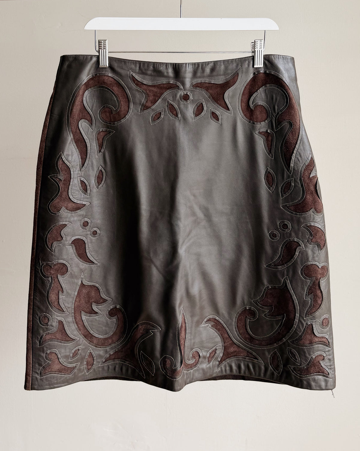 Danier Espresso Leather &amp; Suede Skirt - Hey Jude