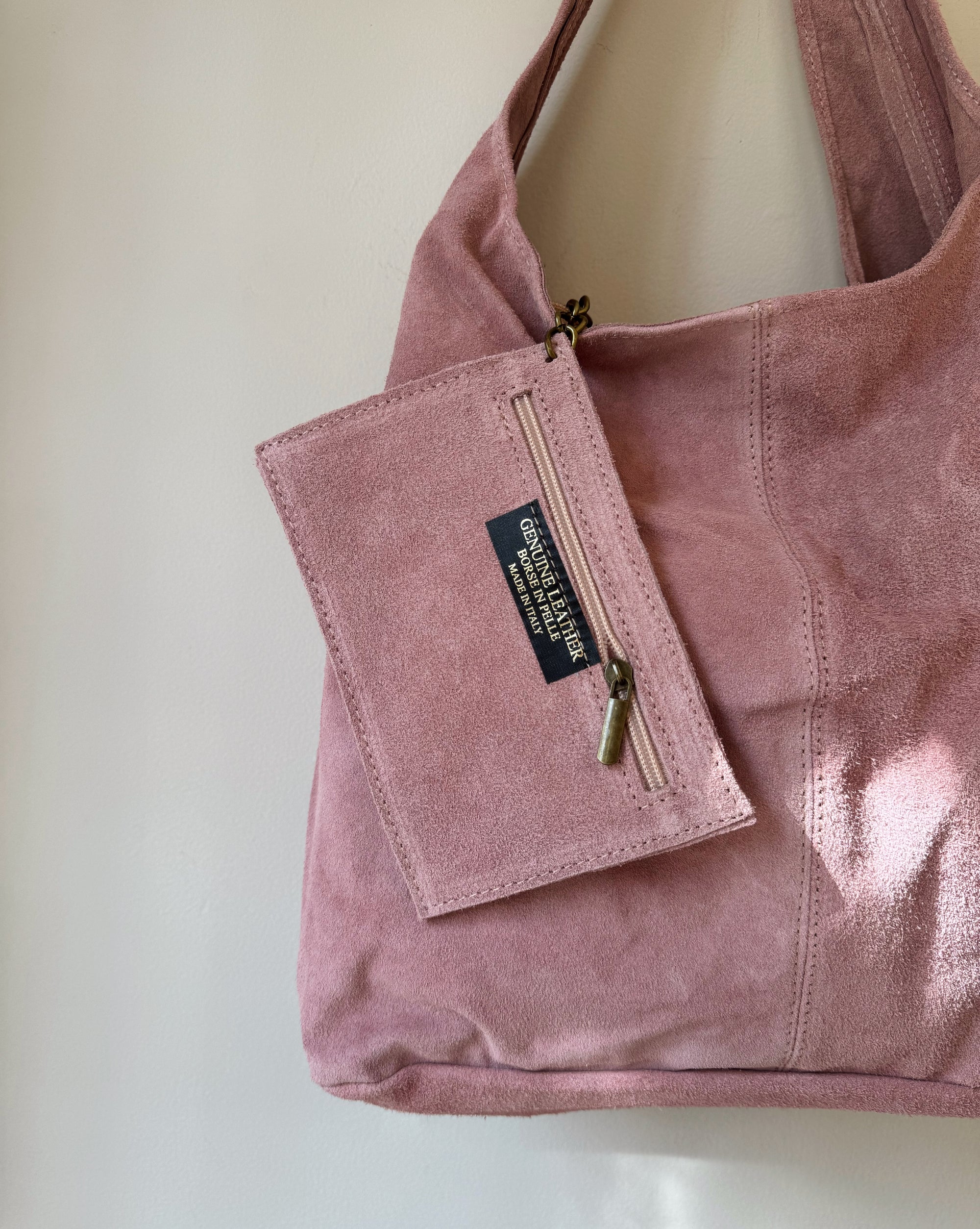 Suede Shoulder Bag in Dusty Rose - Hey Jude