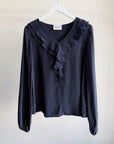 Midnight Layered Ruffle Silk Blouse