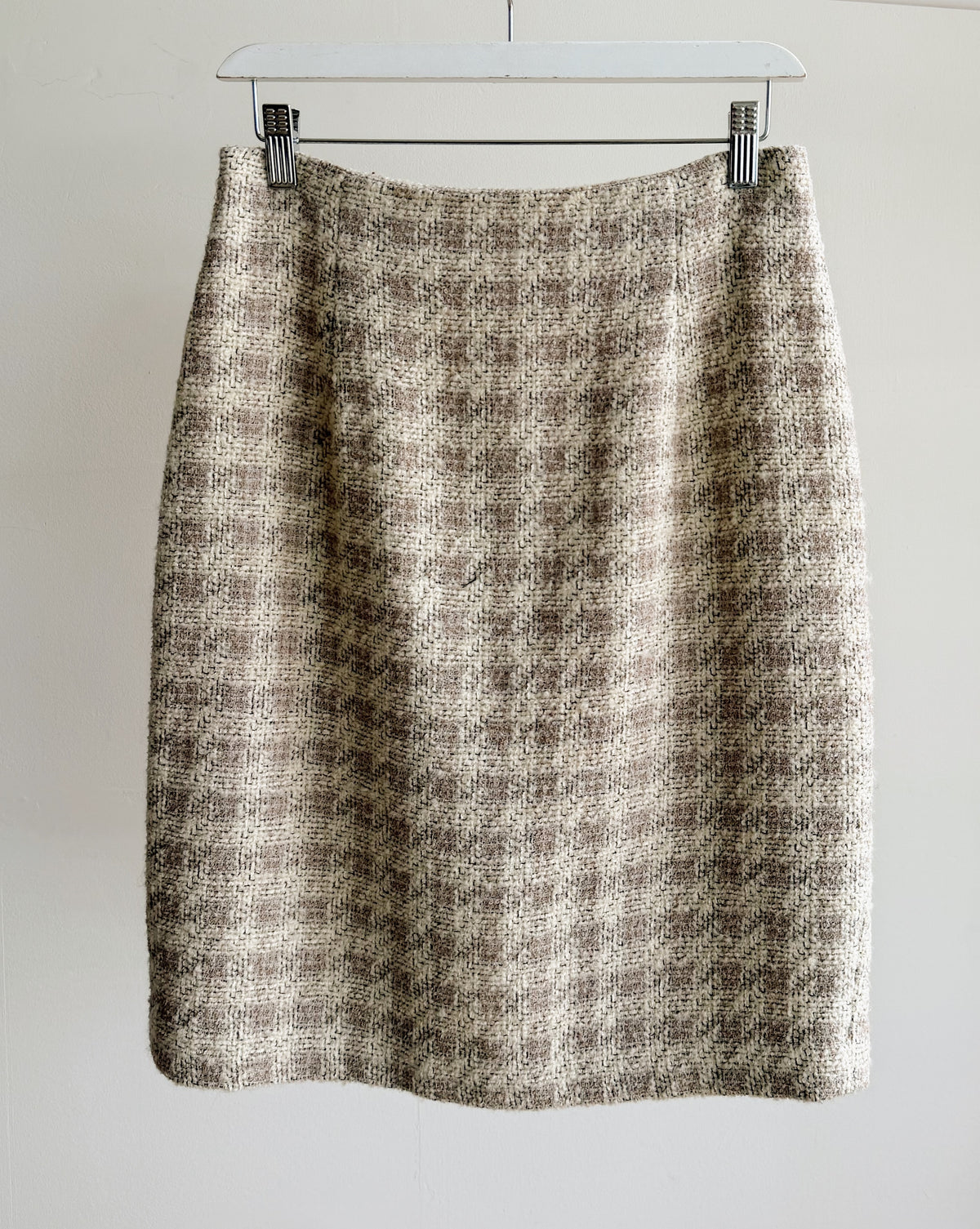 Sand Wool Boucle Plaid Skirt - Hey Jude