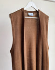 Toffee Ribbed Wool Long Vest