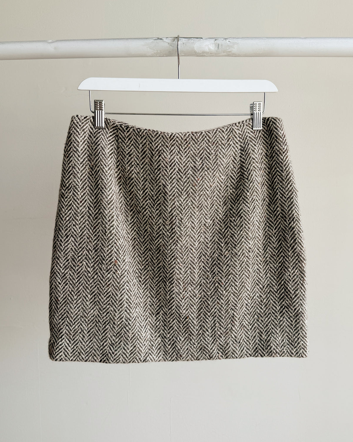 Herringbone Textured Wool Mini Skirt - Hey Jude