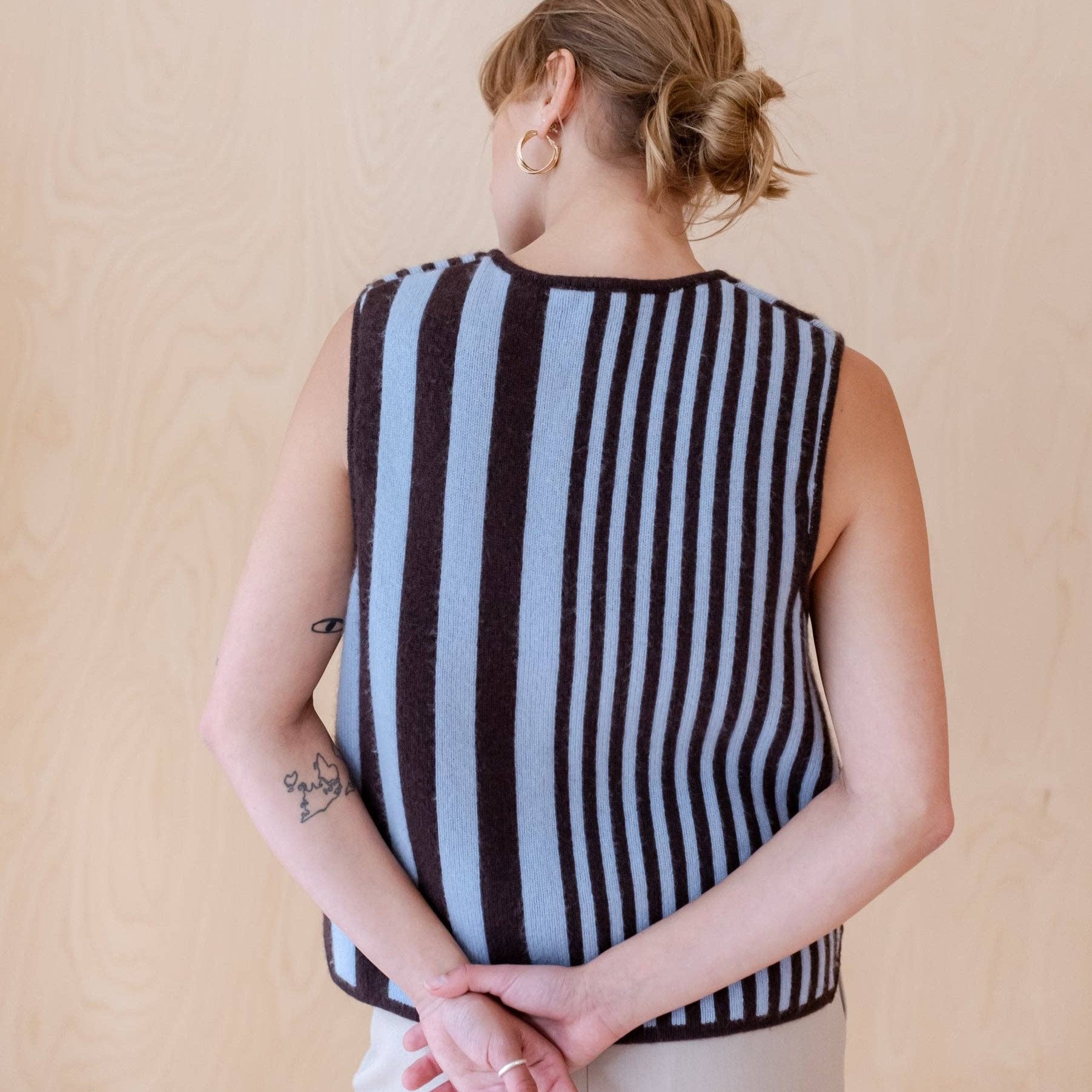 TBCo | Merino Wool Vest in Blue Stripe