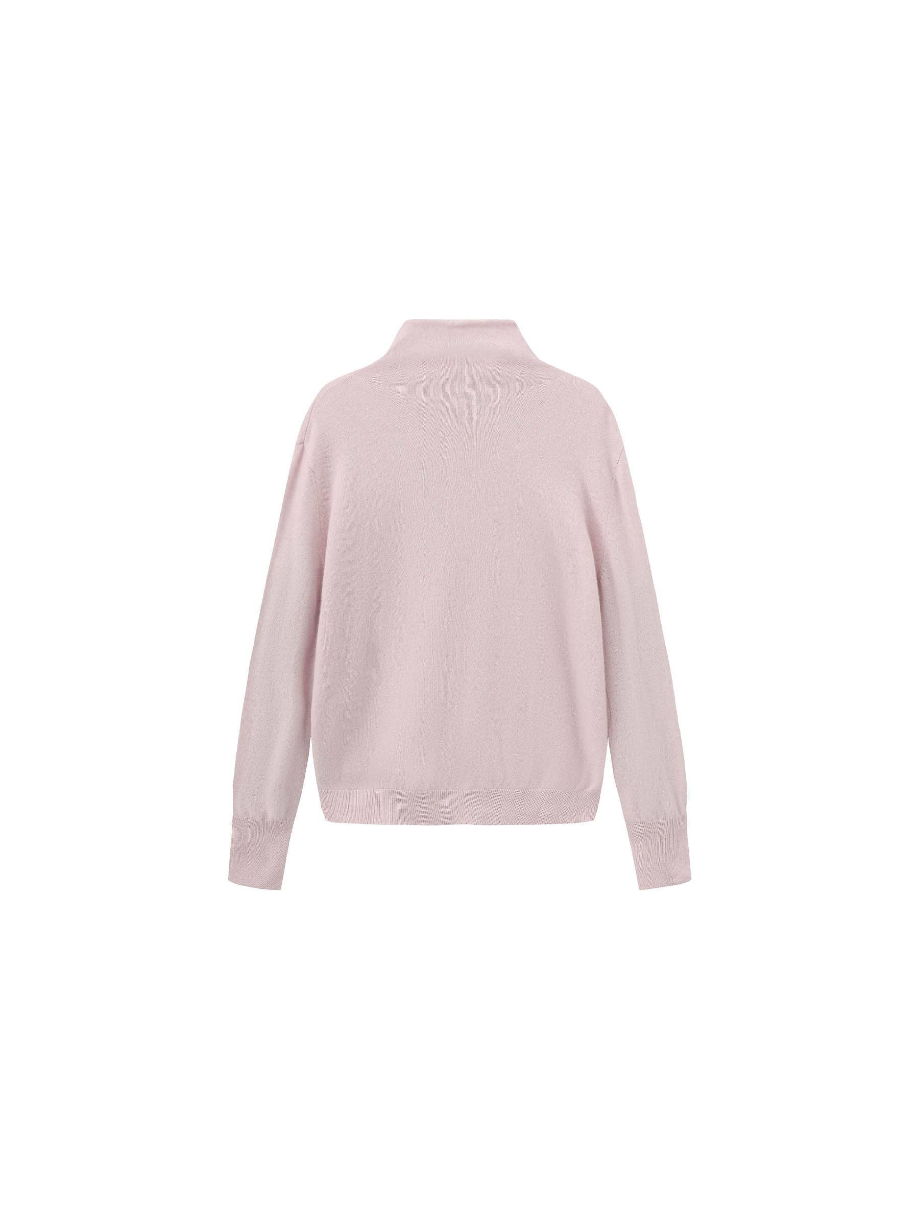 Cubic | Wool Funnel Neck Knit Cardigan in Pink