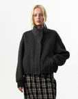 CUBIC | Relaxed Wool Cropped Jacket in Dark Grey