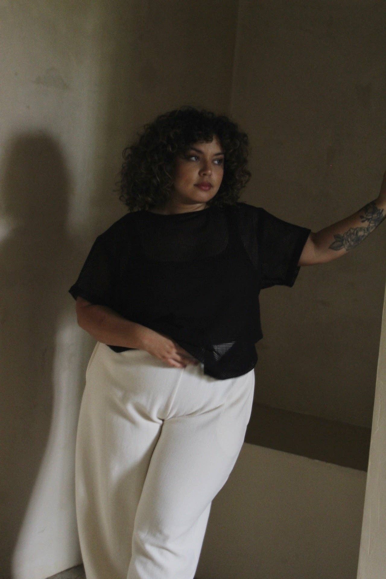 Na Nin | Tristan Netted Cotton Tee in Onyx