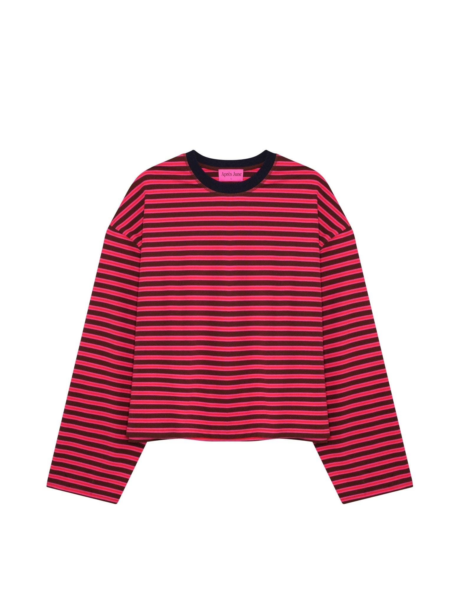 Après June | Striped Long Sleeve in AJ Pink + Brown - Hey Jude