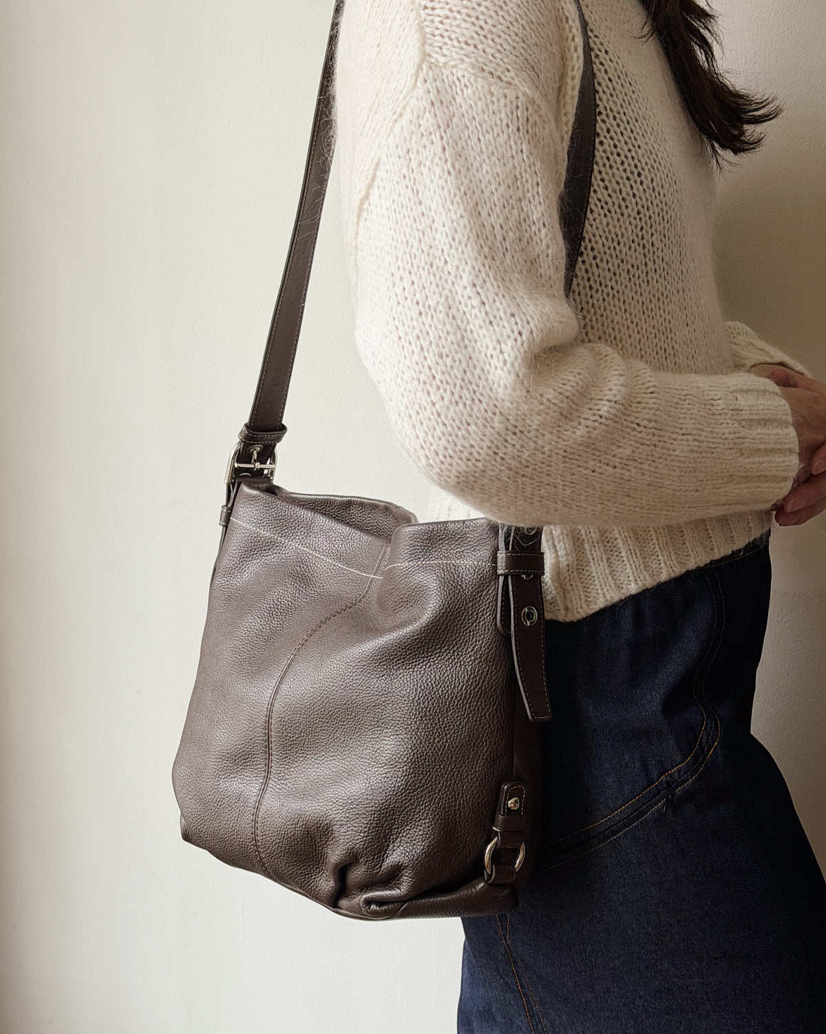 Coach Cool Brown Pebbled Leather Hobo Bag