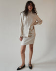 Cream Micro Waffle Silk Blouse