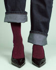 KLUE - KLUE Glitter Lurex socks in eco-friendly Lyocell | Burgundy wine: 36-40 - Hey Jude