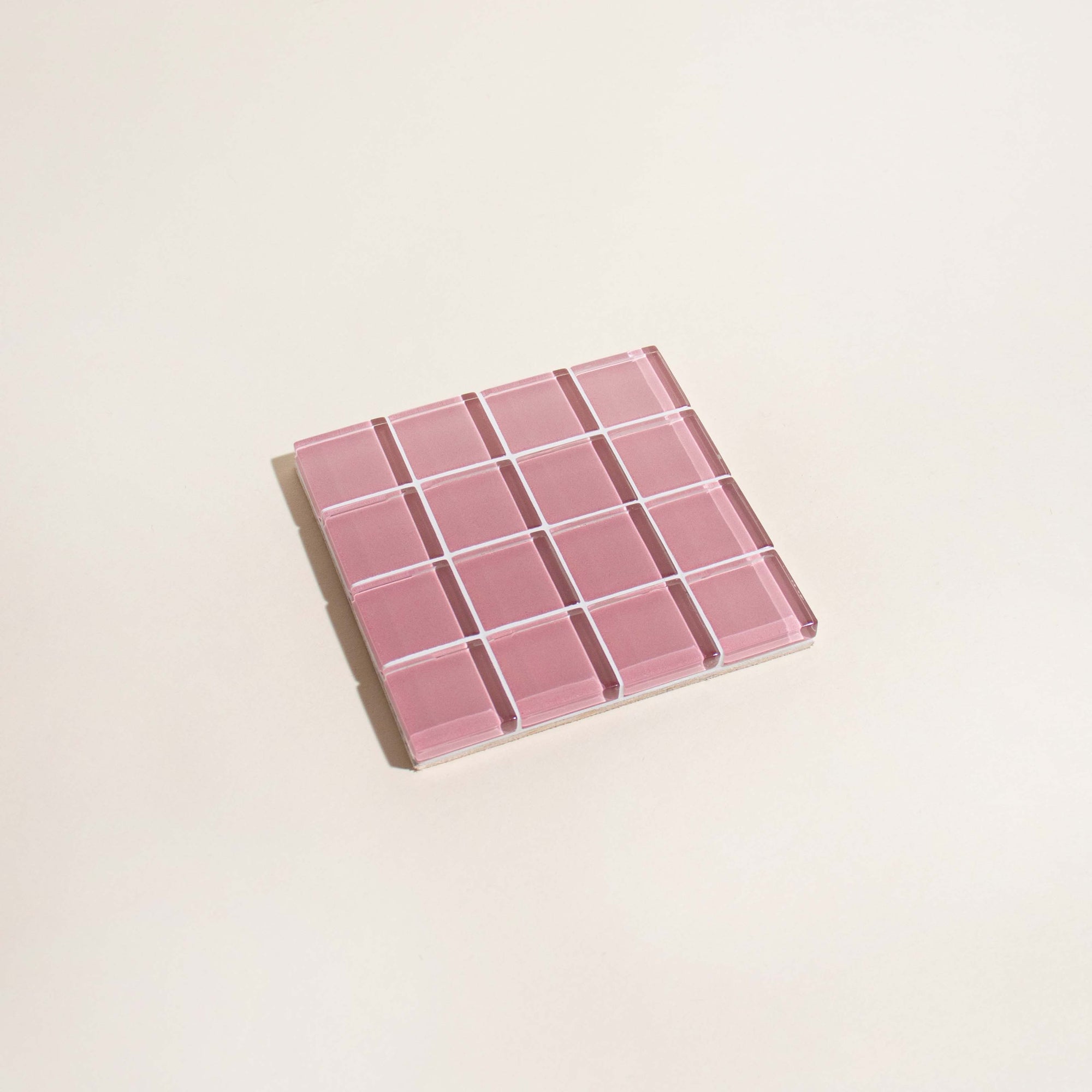 Subtle Art Studios | Glass Tile Coaster in Pink - Hey Jude