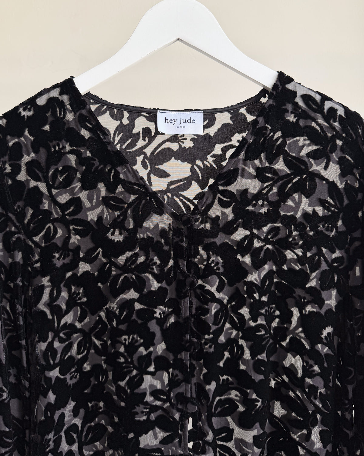 Black Velvet Floral Burnout Button Up