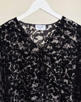 Black Velvet Floral Burnout Button Up
