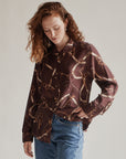 Burgundy Silk Equestrian Print Blouse - Hey Jude