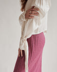 Raspberry Cashmere + Silk Knit Midi Skirt