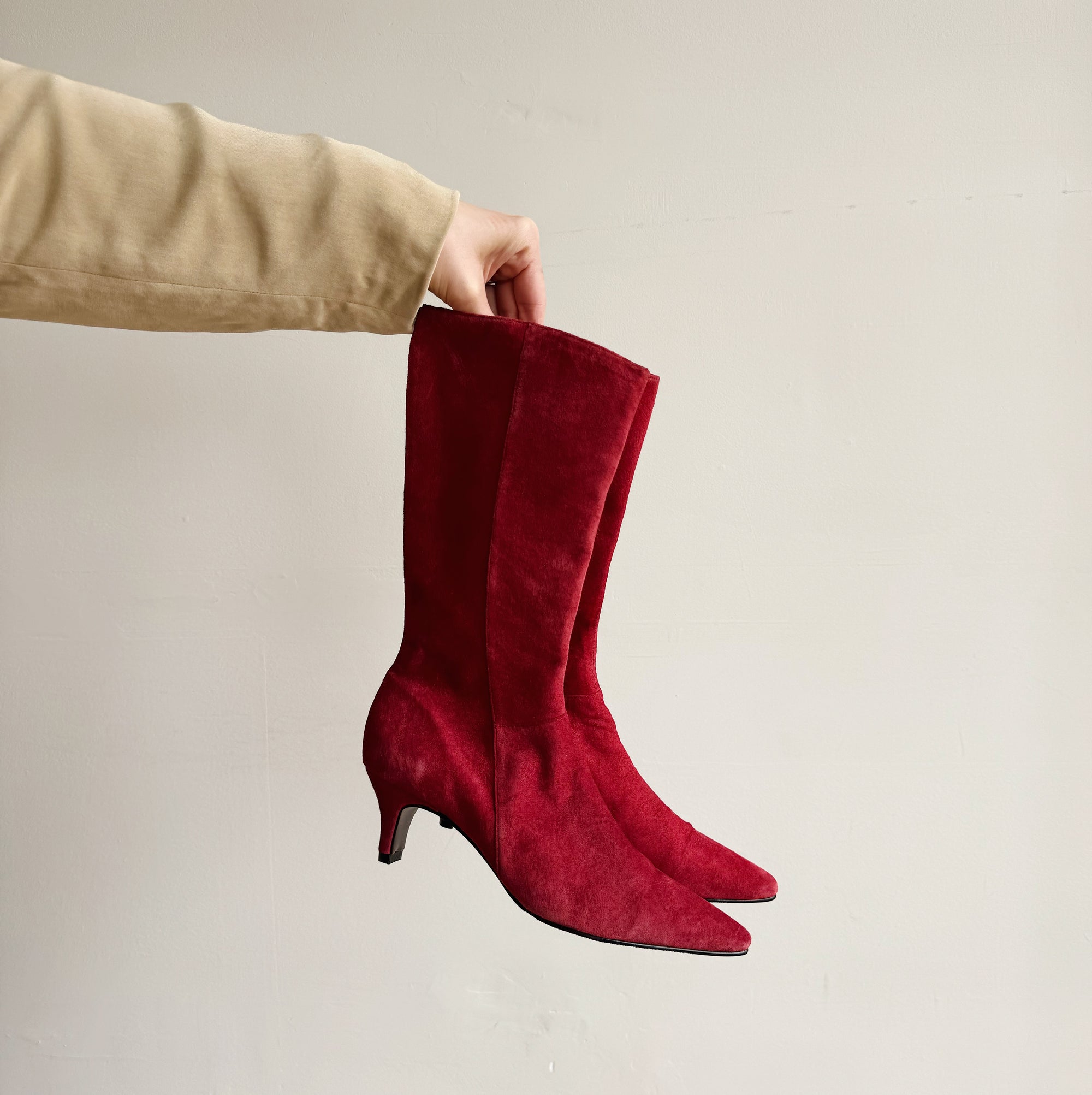 Scarlett Suede Pointed Mid-Calf Boots | Size 7 - Hey Jude