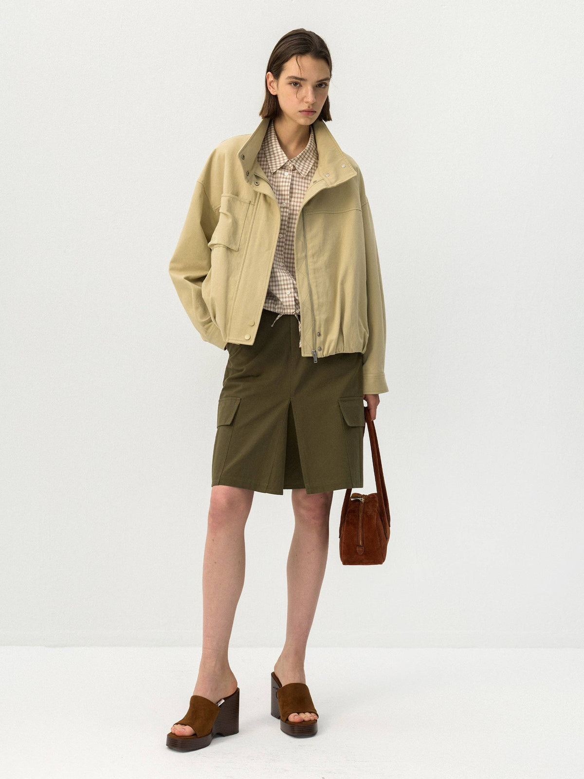 Cubic | Utility Funnel Jacket in Khaki
