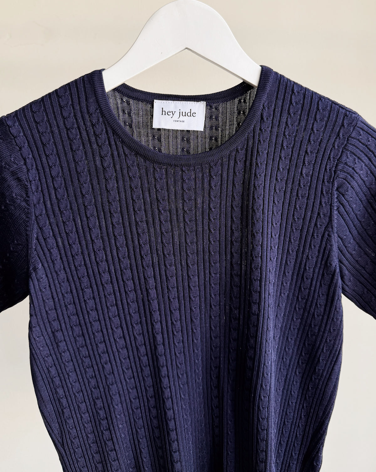 Midnight Blue Ribbed Short Sleeve Knit