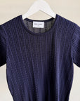 Midnight Blue Ribbed Short Sleeve Knit