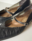 Black Ruched Leather Mary Janes | Size 6.5 - Hey Jude