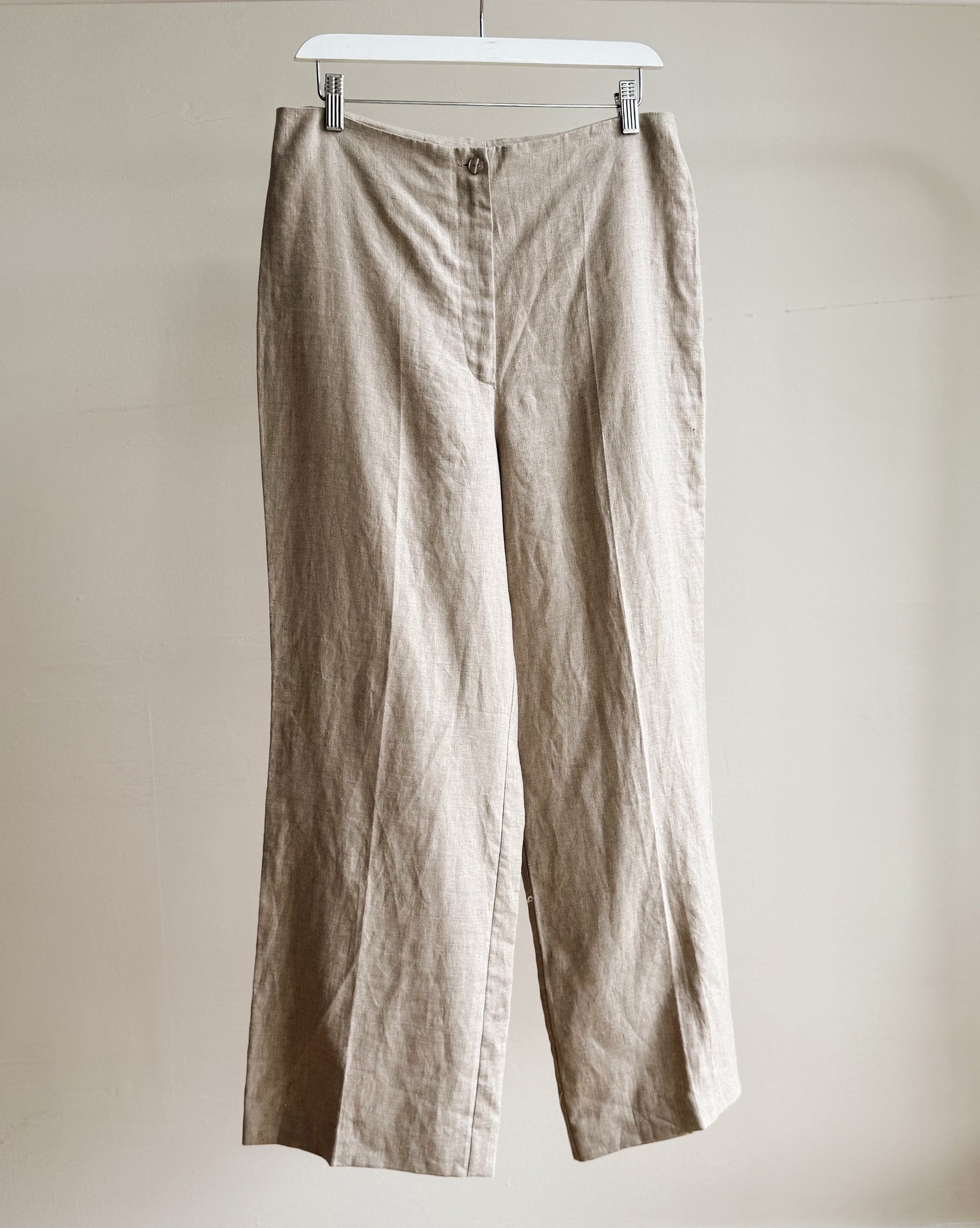 Natural Linen Straight Leg Trousers