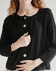 Black Textured Fringe Cotton Cardigan - Hey Jude