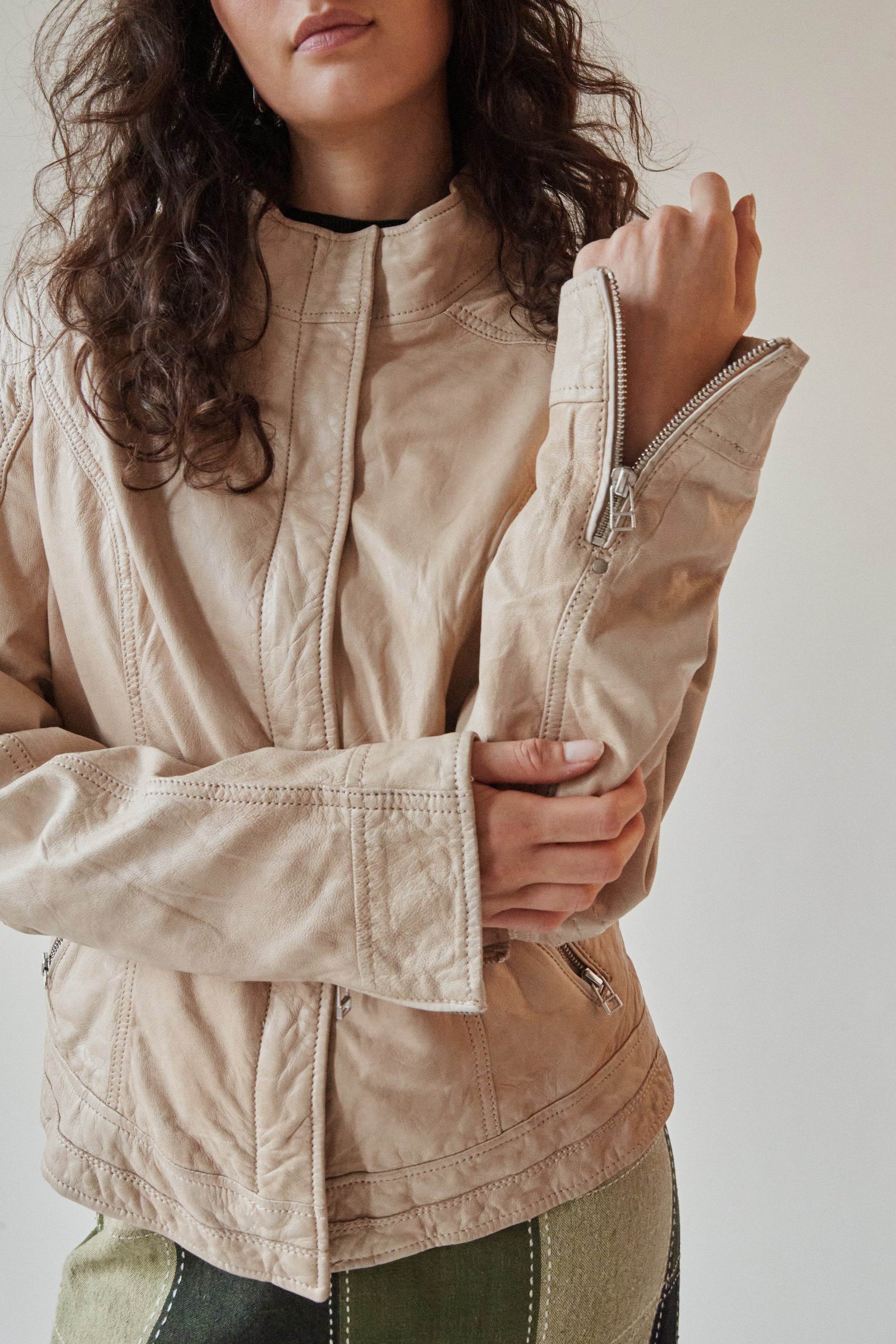 Stone Leather Zip Jacket