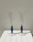 Clear Fluted Glasses with Indigo Stem - Hey Jude