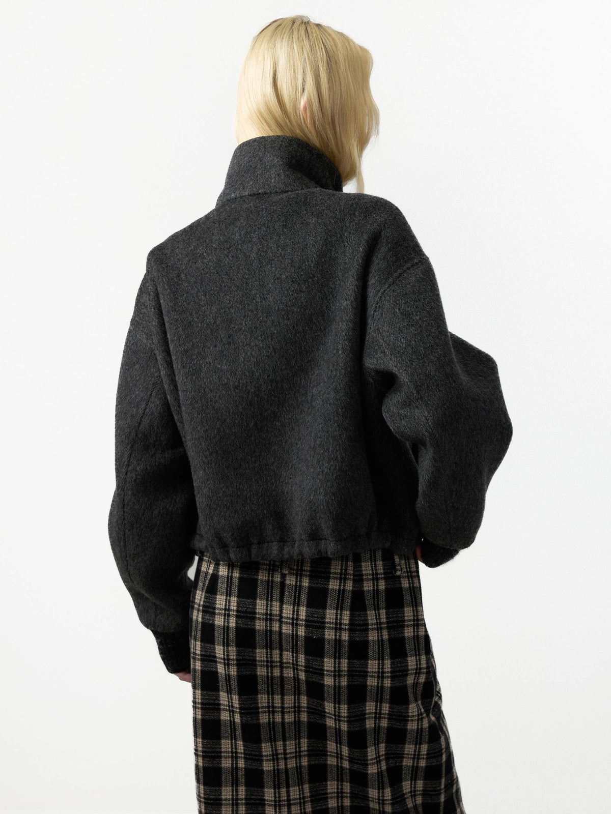 CUBIC | Relaxed Wool Cropped Jacket in Dark Grey