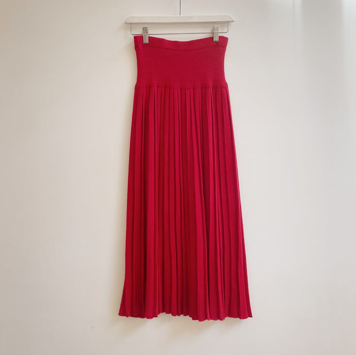 Crimson Wool Pleat Skirt