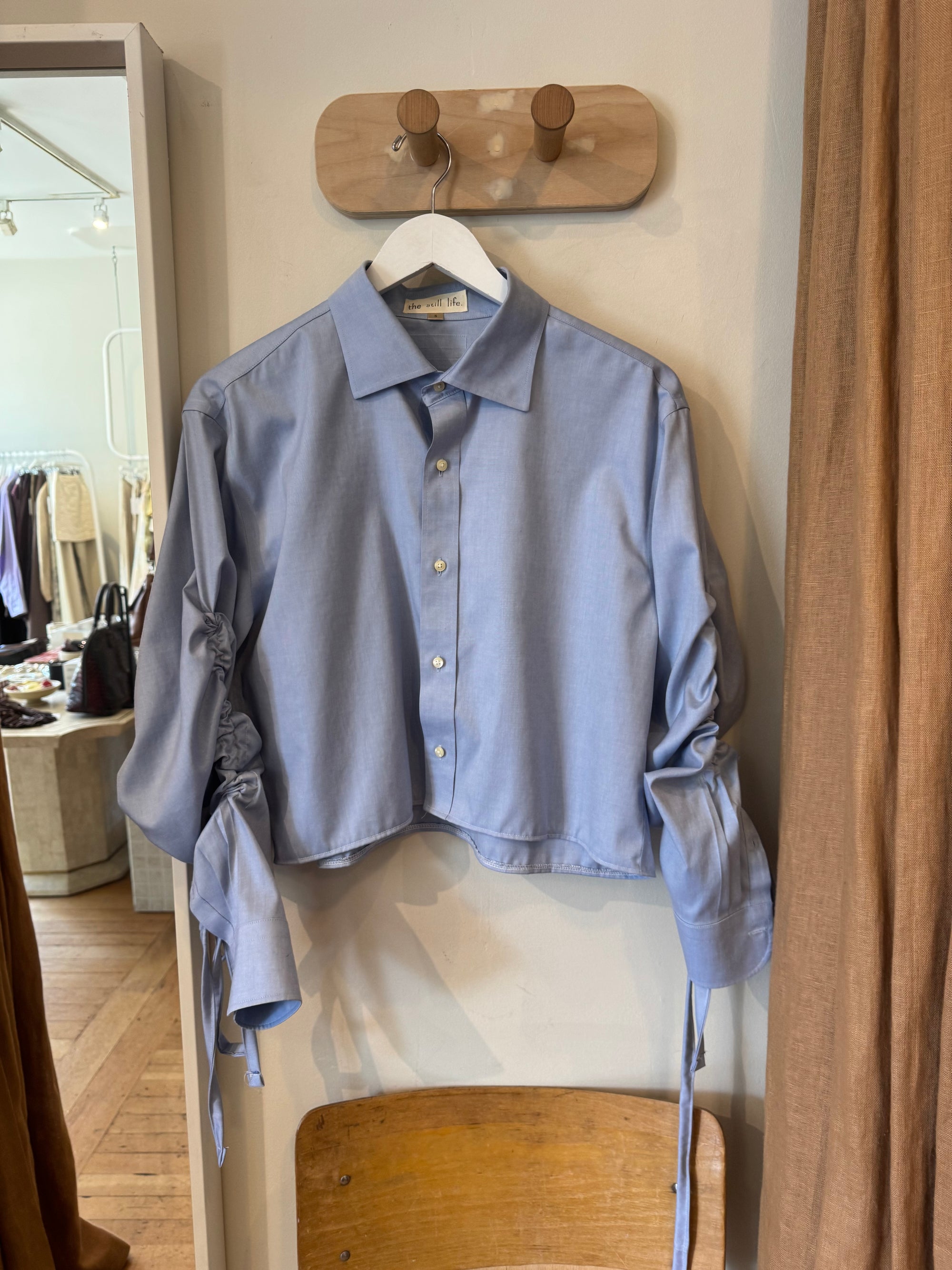 The Still Life | Maude Top in Ruched Blue - Hey Jude