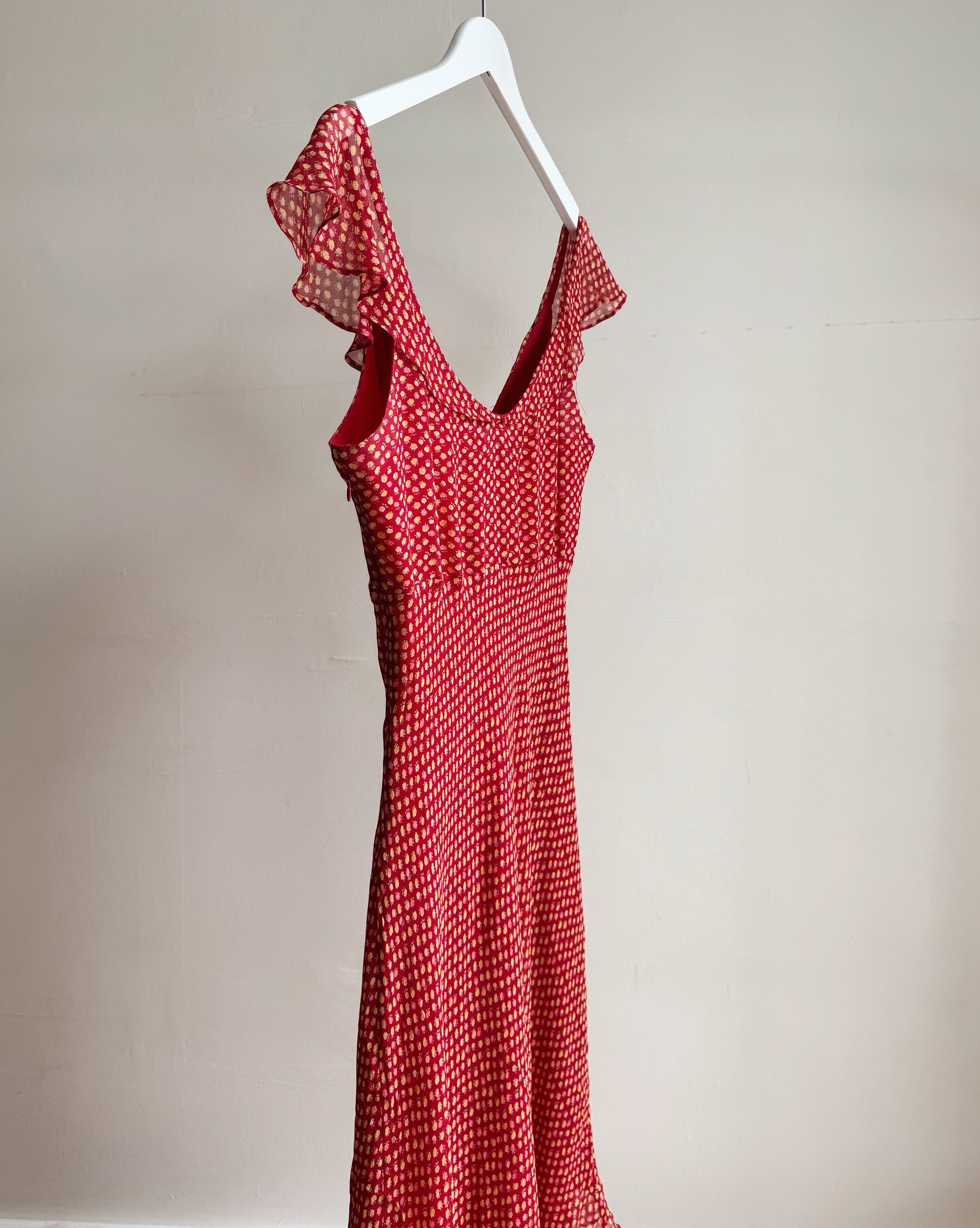 Paprika Floral Bias Cut Silk Dress
