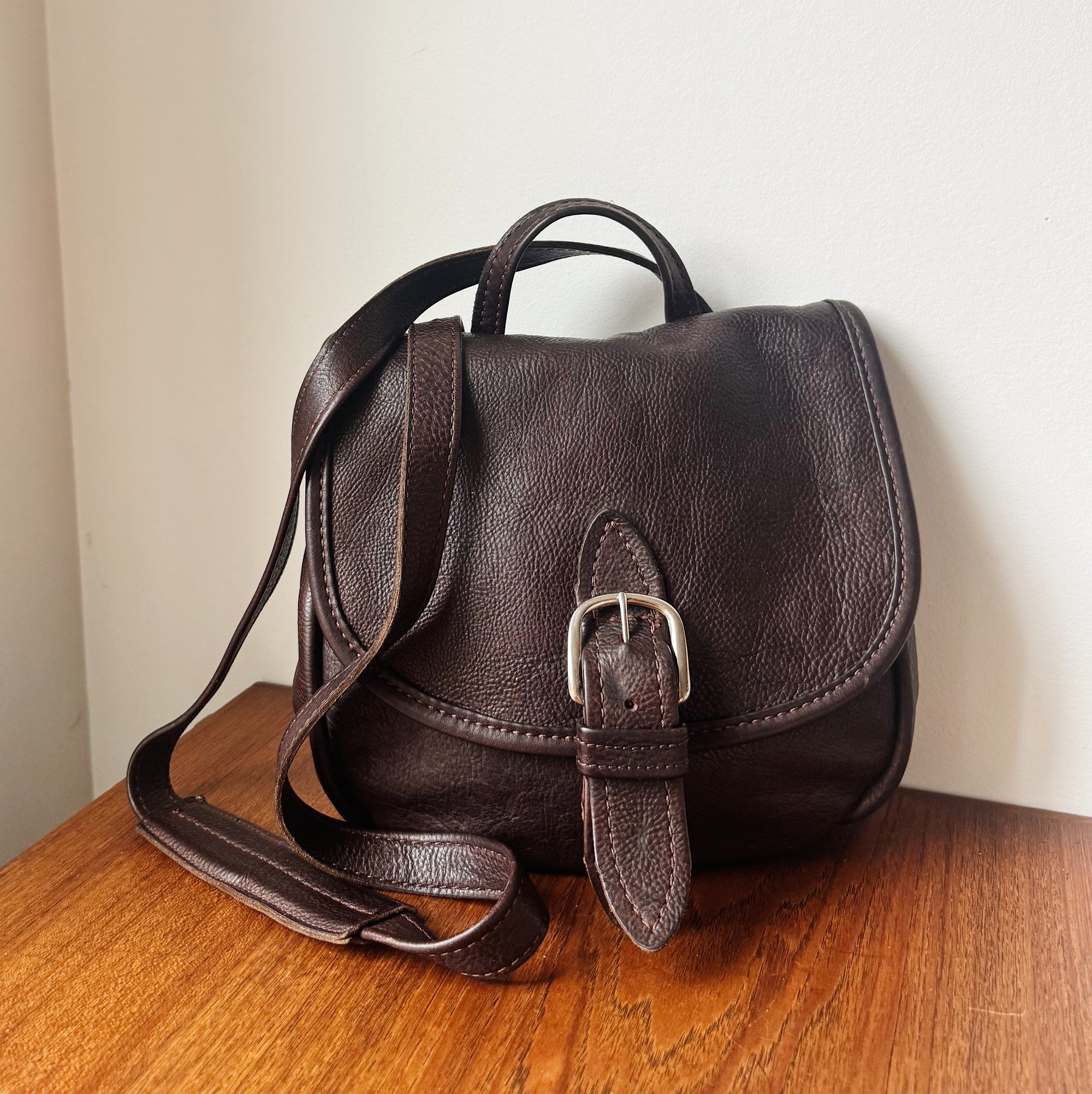 Chocolate Leather Convertible Back Pack - Hey Jude