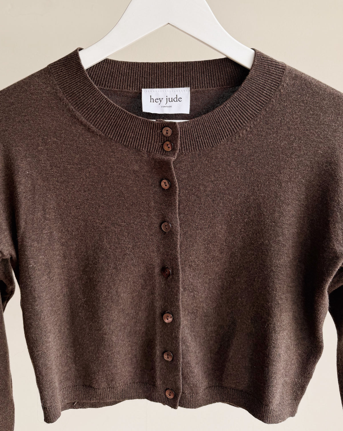 Chocolate Cropped Cotton Cardigan Top - Hey Jude