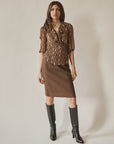 Umber Silk + Wool Tweed Skirt