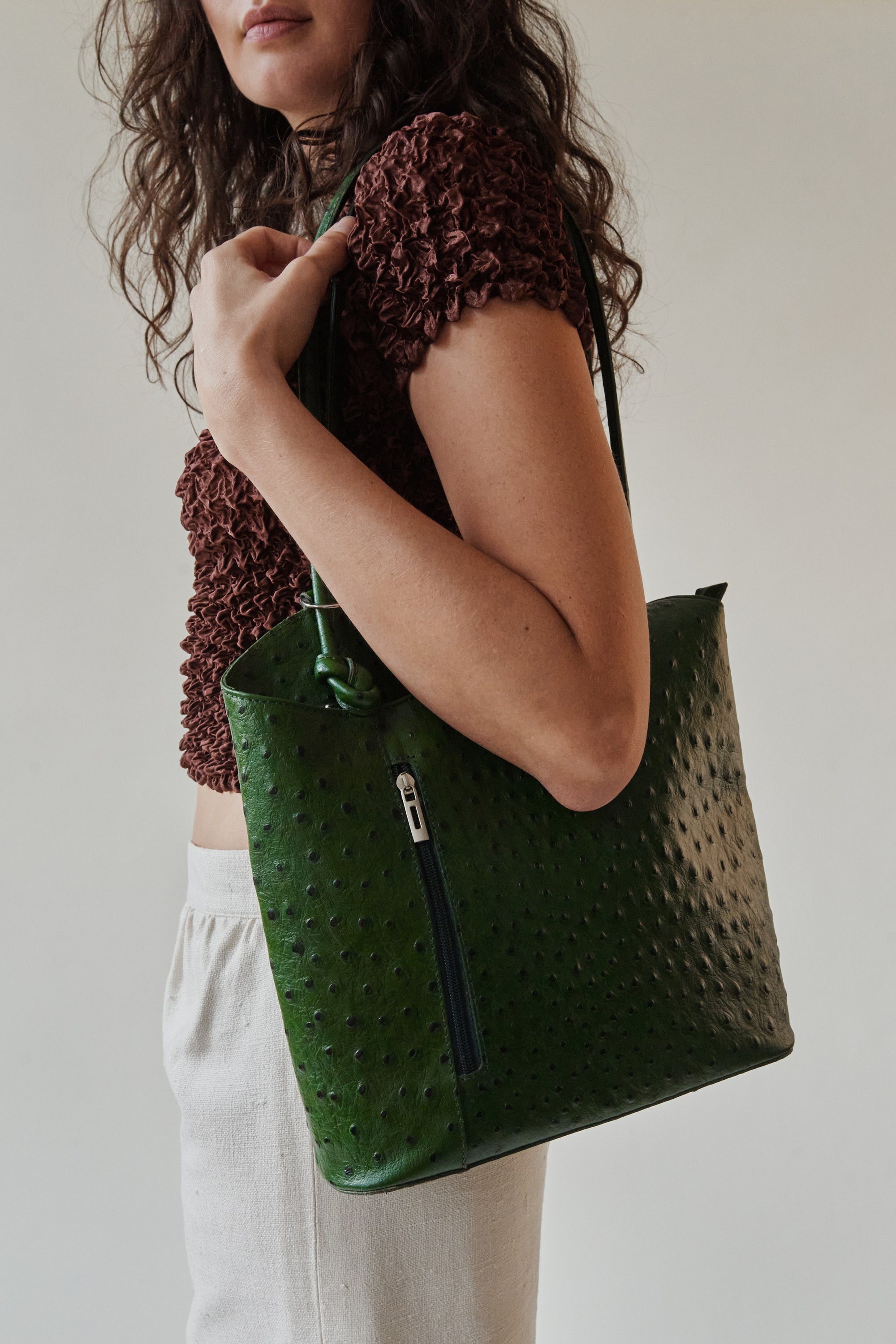 Emerald Textured Convertible Leather Backpack