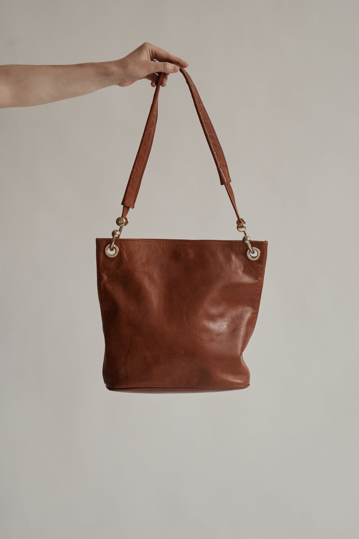 Whiskey Structured Leather Bag