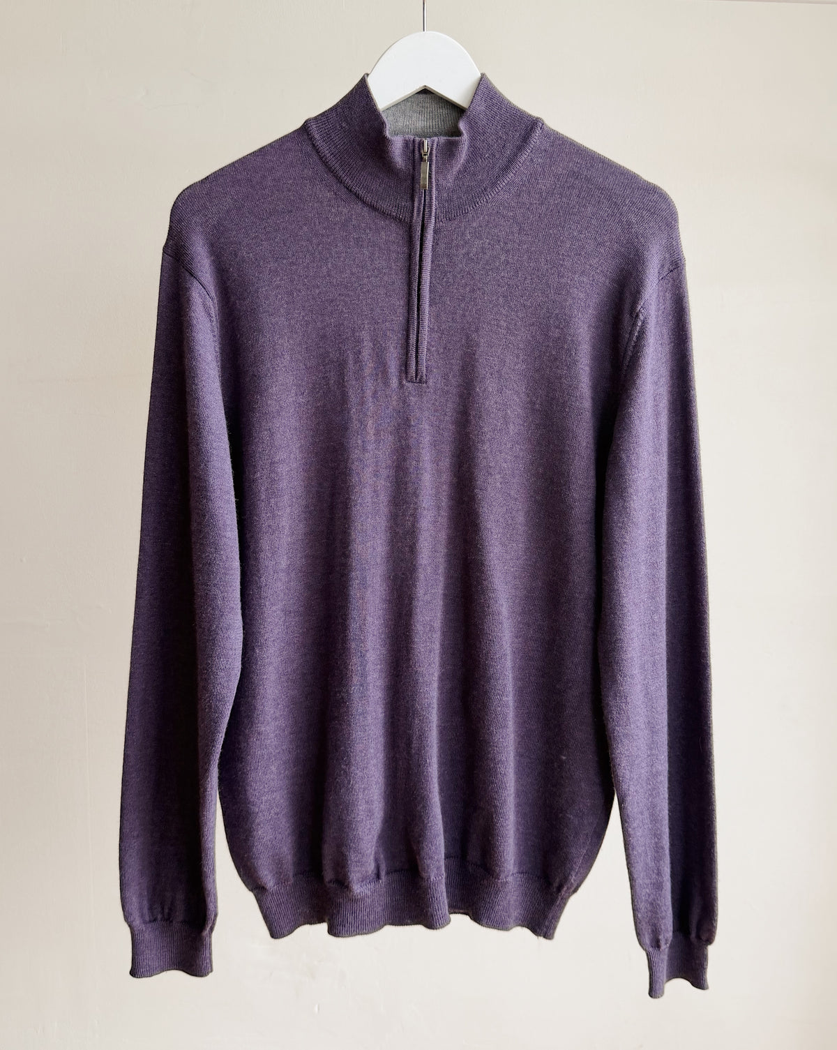 Aubergine Half-Zip Merino Wool Sweater - Hey Jude