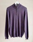 Aubergine Half-Zip Merino Wool Sweater - Hey Jude