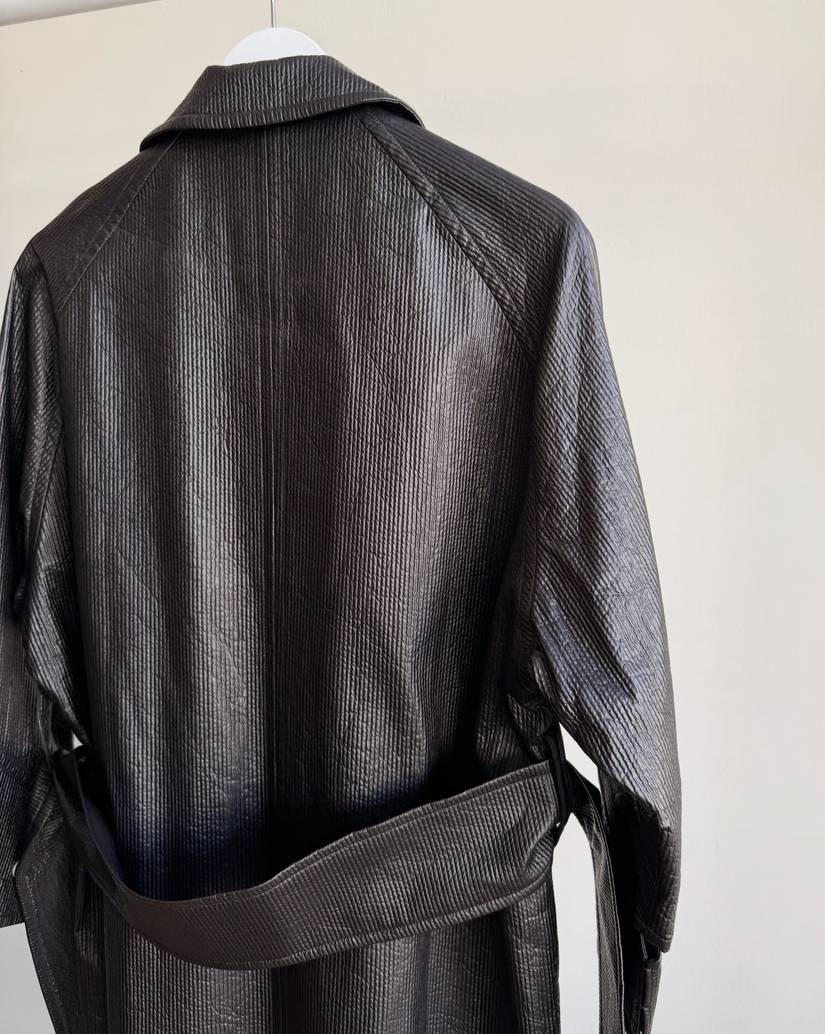 Black Textured Trench Coat