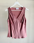 Mauve Pink Silk V-Neck