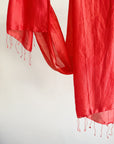 Tomato Silk Tassel Scarf