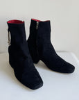Black Suede Boots with Ring | Size 38.5