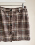 Brown Plaid Button Front Mini Skirt - Hey Jude