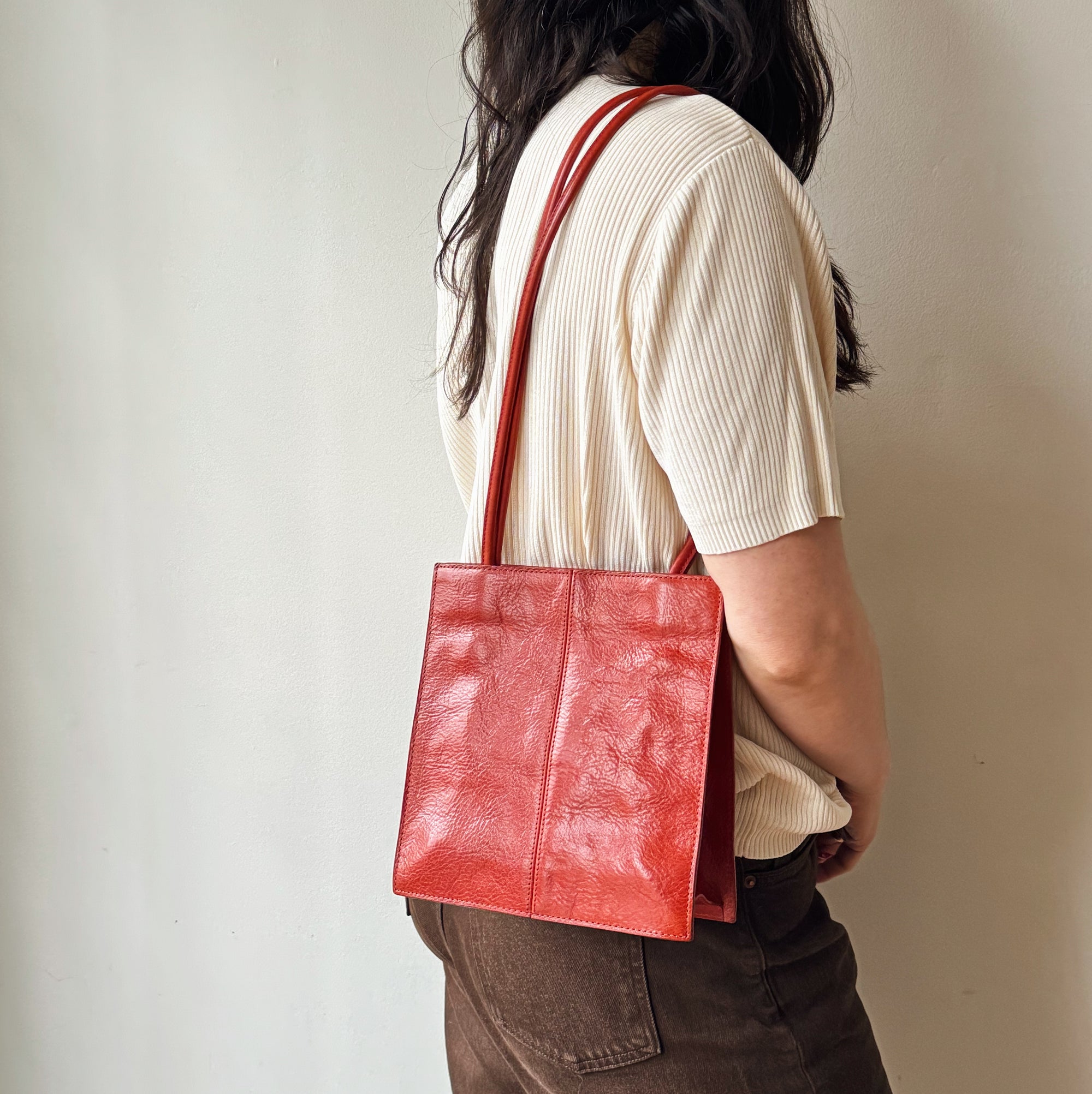 Tomato Leather Slim Should Bag - Hey Jude