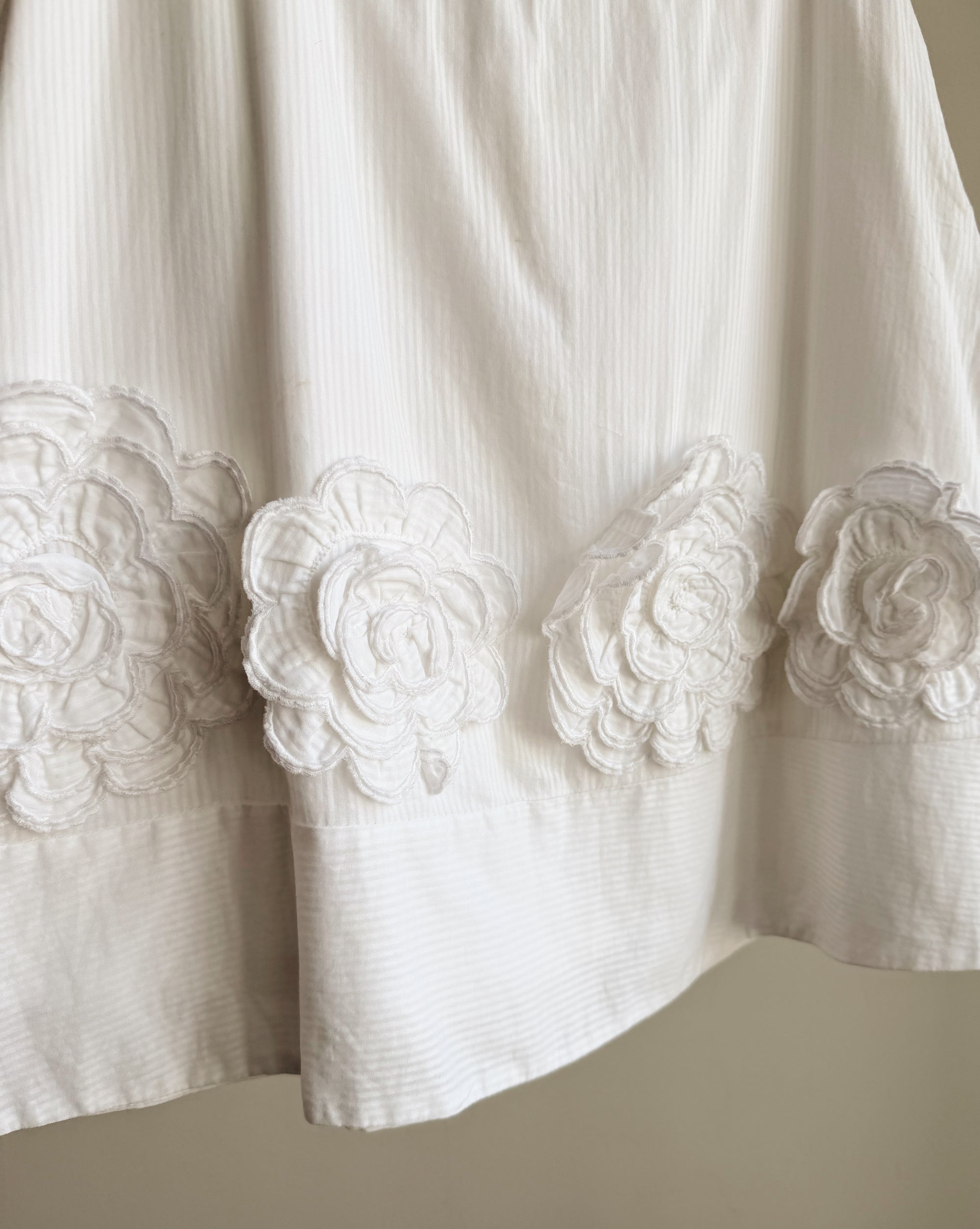 White Cotton Applique A-line Skirt