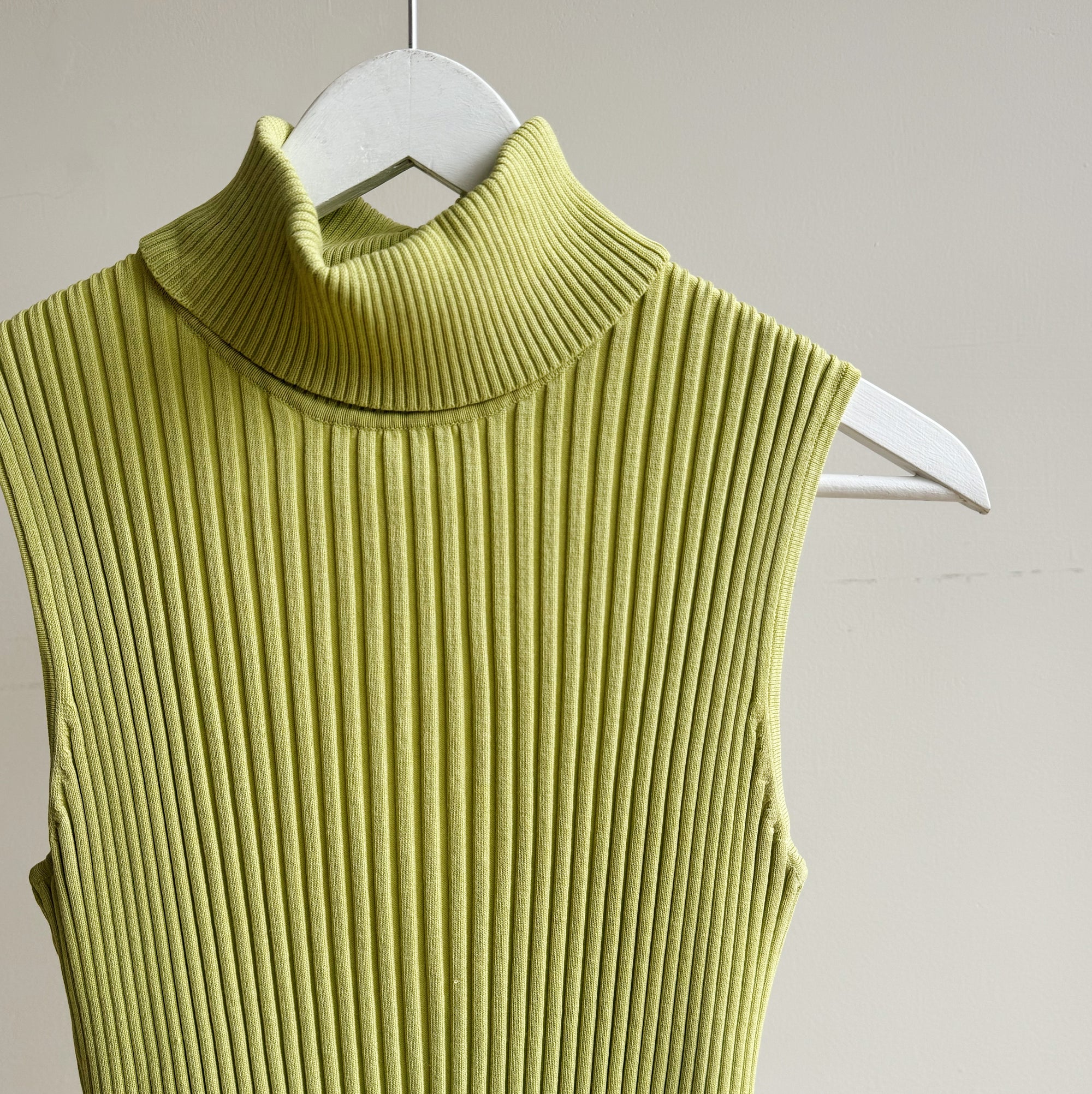 Lime Sleeveless Ribbed Silk Top