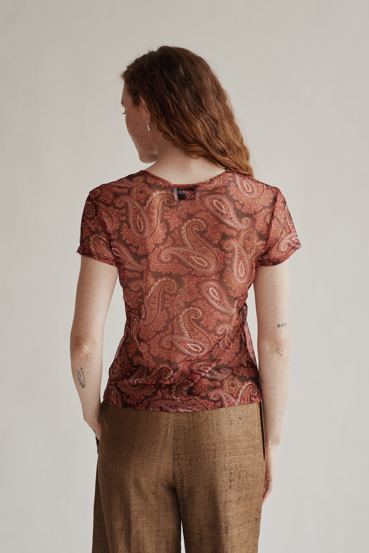 Red Sheer Paisley Tee
